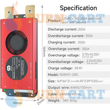 daly 16s 48v 200a smart bms