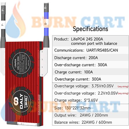 thumbnail image 2 of Daly BMS Battery Management System - 3S-24S, 12V-72V, 15A-200A, Li-ion/LiFePo4 With NTC 2 of 6