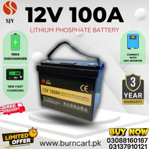 SJY LiFePO4 12V 100AH Lithium Battery For UPS and Solar Inverter